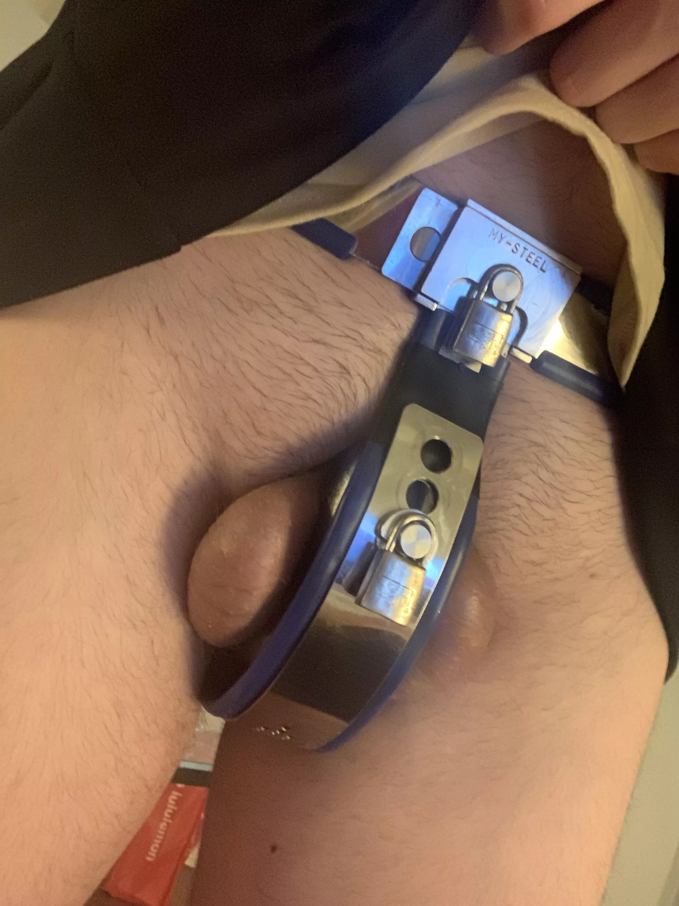 Belted tonight at her request 😊🔒🔒 posted by burlboy13