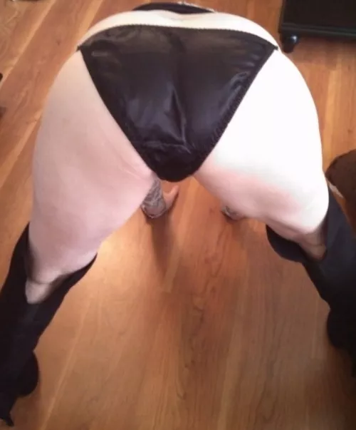 Bent Over, Black Satin by satin_fan