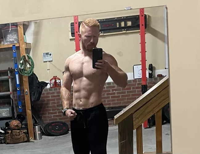 Best part of garage gym-no shirt required. (M) by skatedaddy10