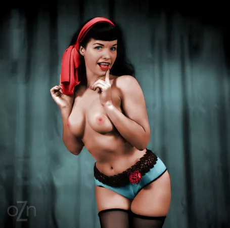 Bettie Page Topless In The Studio - 1950's by Oldiznewagain