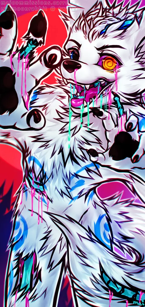 Beware of the Zombiewolf! (Halloween YCH by me @maimoonrabbit) by maimairabbit