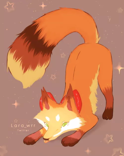 Big bowed foxxo 🦊🎀(Art by me, Lara_wrr on Twitter) by Lara_wrr