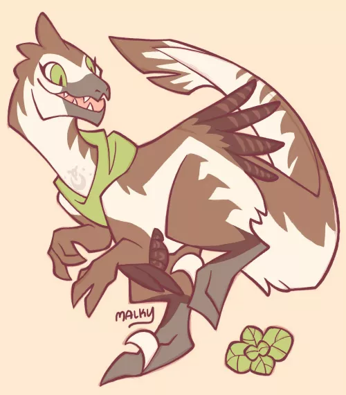 Big feathery floof raptor (Art by @Malkee on Twitter) by uwuuuuu