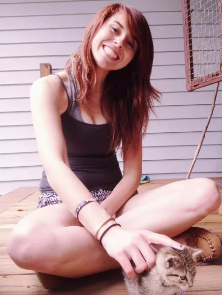 Big tits, big smile, and a kitten by babbam001