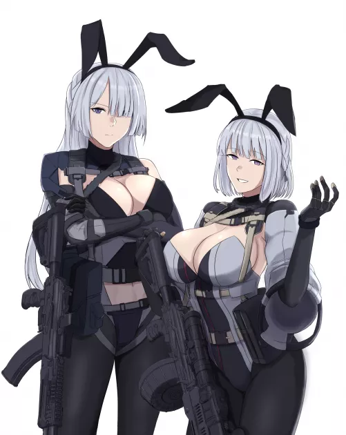 Big Titty Gunny Rabbits (AK-15 & RPK-16, Girl's Frontline, Task Force Defy) by YandereLover22