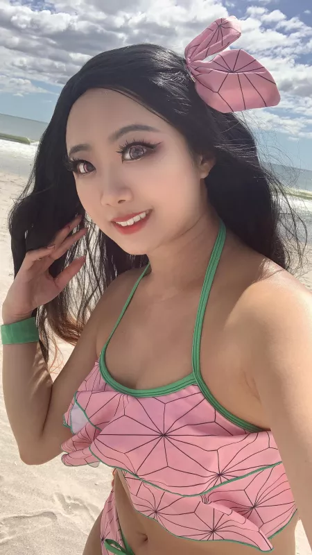 Bikini Nezuko selfie by pearlpeony