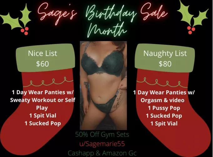 Birthday/ Holiday Month Sale 🎄 So Many Goodies from Sage ❤️💚 More on Profile 😏 [Selling] [kik] sagemarie55 by SageMarie55