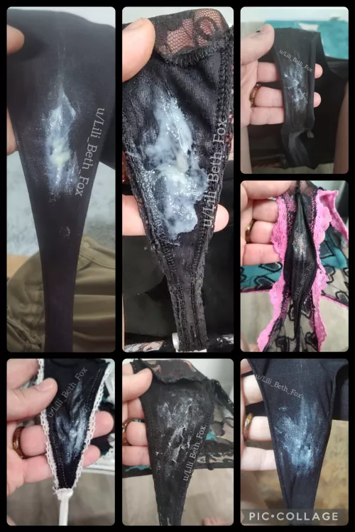 Black Friday seems like a great day to celebrate my sticky black panties 🖤 [OC] Only lady cum in these! by Lili_Beth_Fox