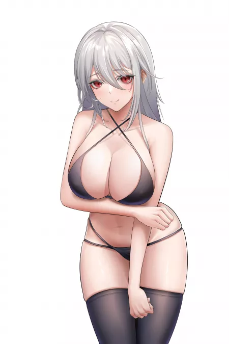 Black Swimsuit/Thigh-Highs [Original] by CheetahSperm18