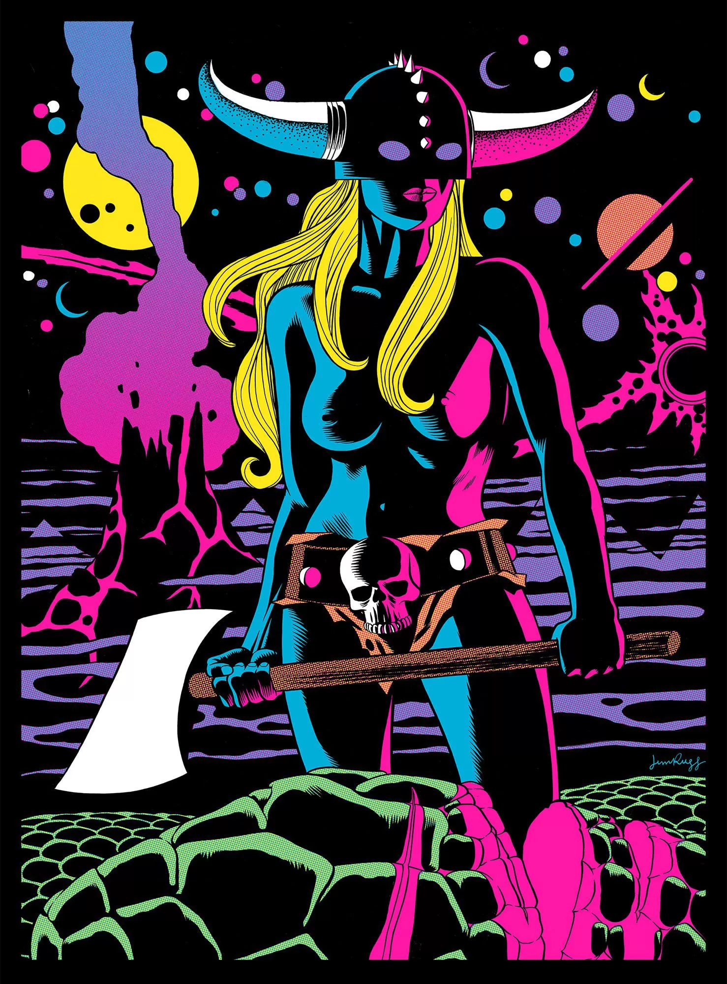 Blacklight viking warrior by Jim Rugg (date unknown) posted by prismatika_on_tumblr