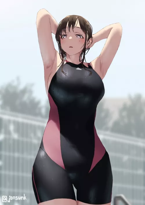 Black/Red Competition Swimsuit by CheetahSperm18