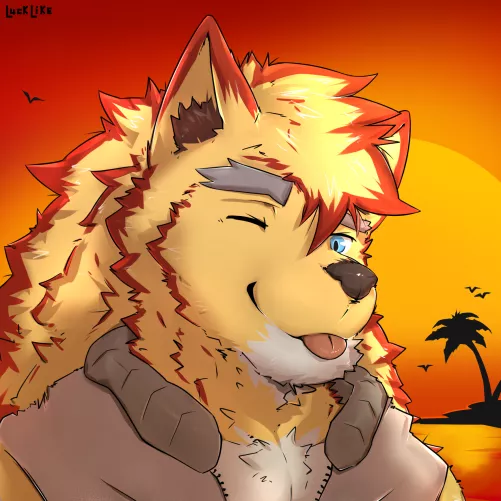 Blepping during a sunset! | Commission by me | @Luck_Like_ (CO) by Luck_Like_reddit