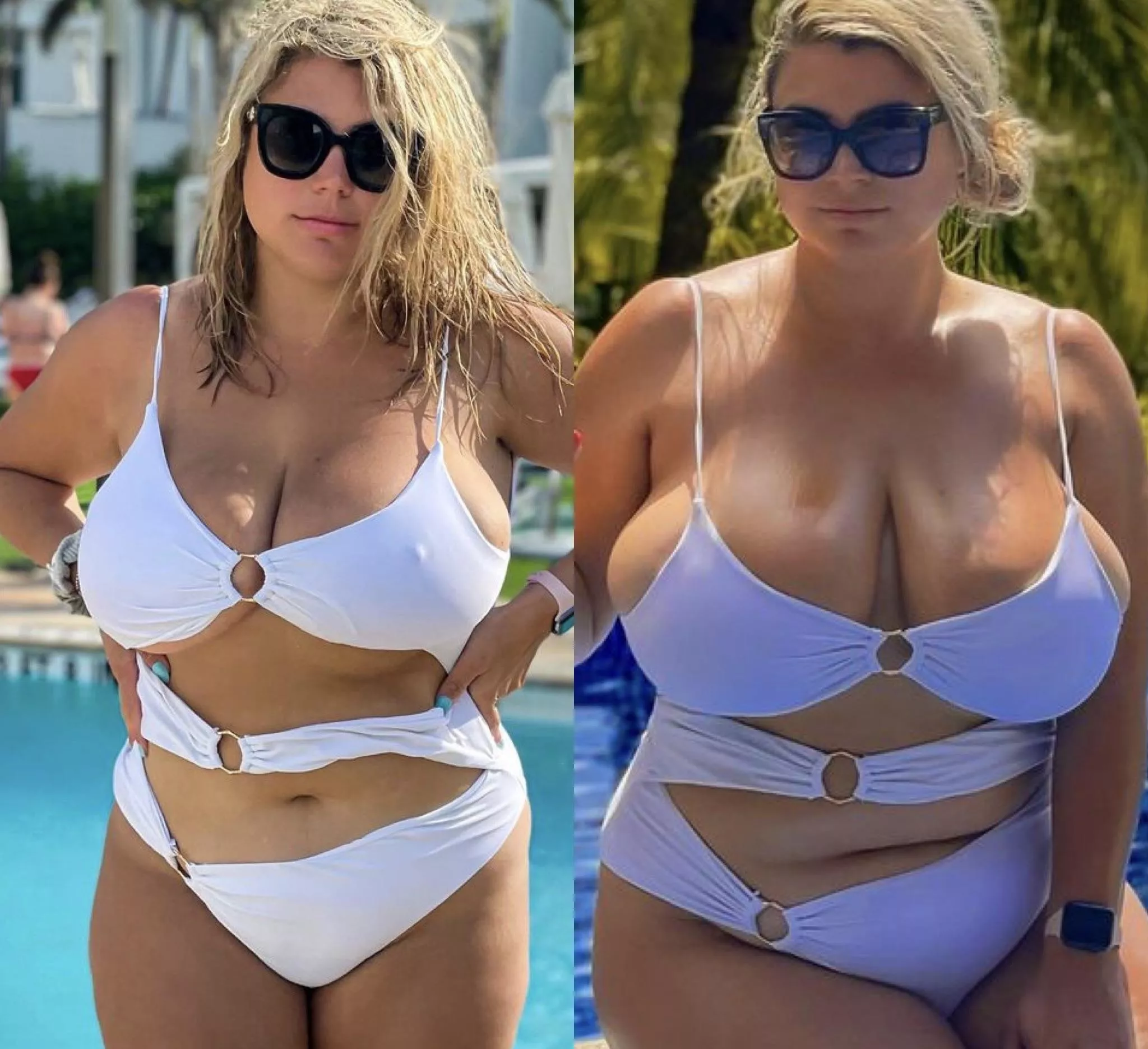 Blonde busting out of bikini posted by reezy232