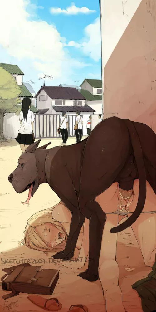 Blonde fucked by a stray in the alley (sketcher) by Just4Friends69