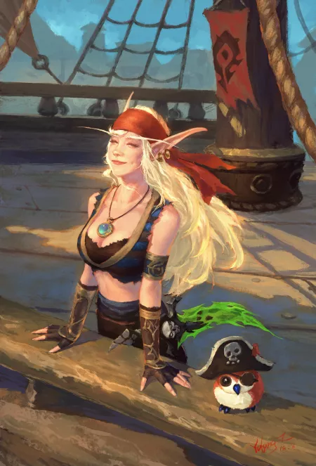 Blood Elf and Pepe by Yulong Zhang by Myrandall