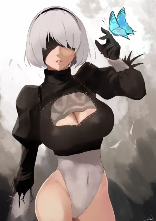 Blue Butterfly 2B (Aya Roushi ) [Nier] by sequence_string