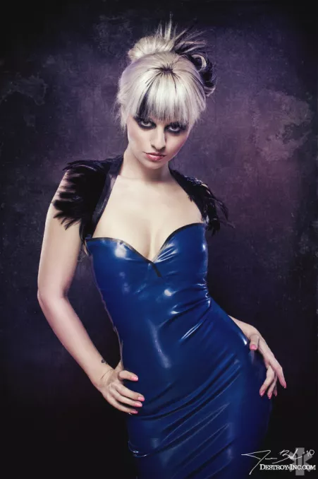 Blue dress (xpost /r/shinyporn) by daddyslittlesissy