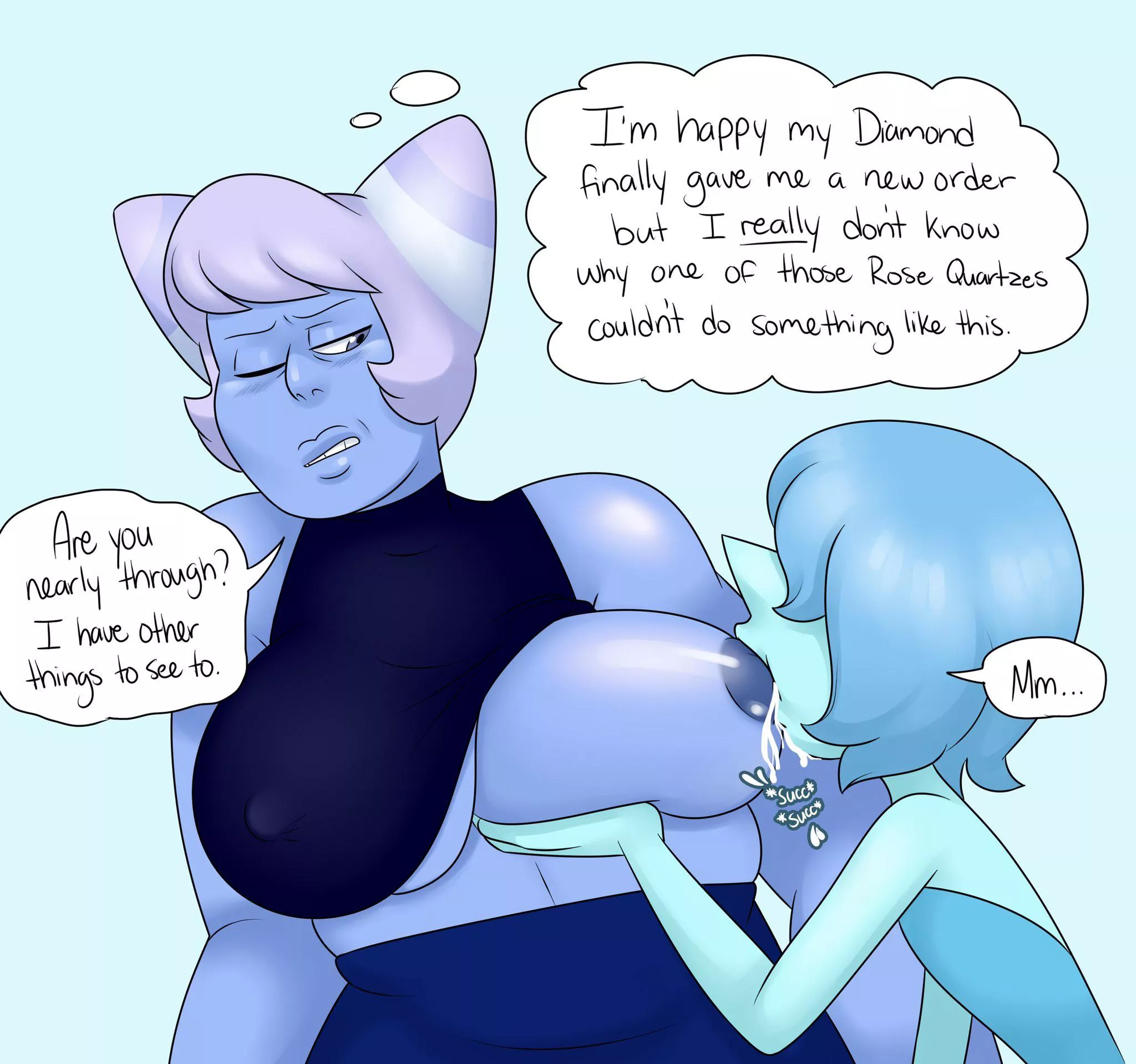 Blue Pearl enjoys some of Holly Blue Agate’s tiddy milk (art by MissGreeneynsfw) posted by renegade_zibit