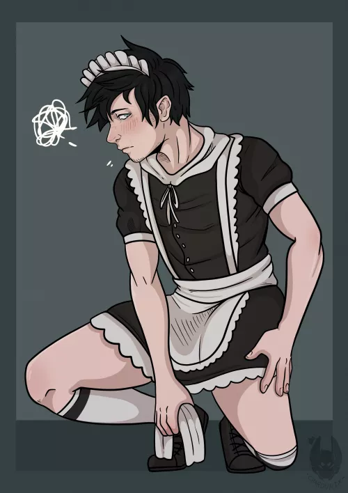 blushing maid (art by me <3) by CharonNix