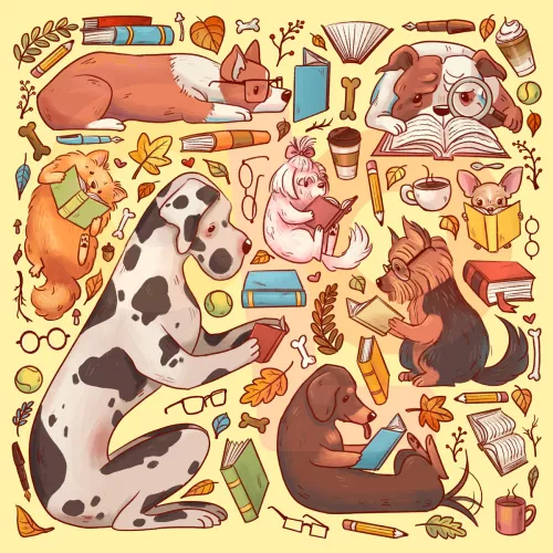 Books 🐶📚 by me @pamelooart by pamelooart