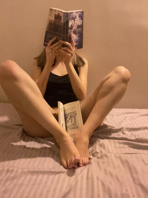 Bookworm [F]riend is here...Anyone likes to read the book between my leg? by LittleLeyla