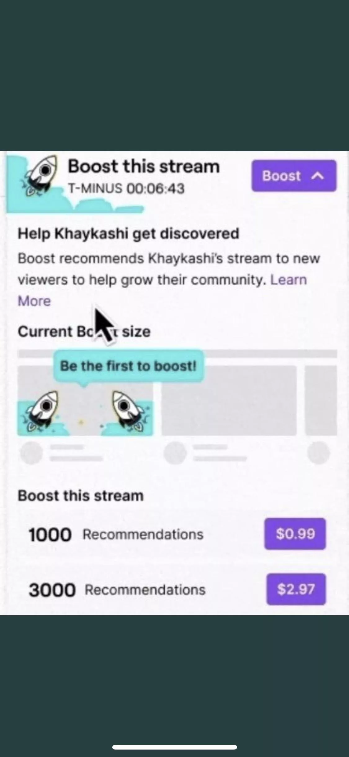 Boosted Streams? Paid to get boosted as a “Recommended” Channel? Wonder how many people will be paying for this? What’s you’re thoughts? posted by JRP101