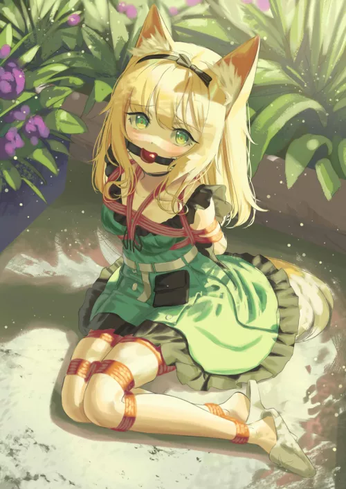 Bound catgirl by rioot123