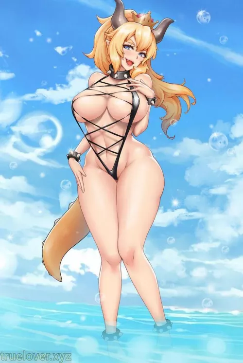 Bowsette at the Bdach by Mountain-Ad-1649