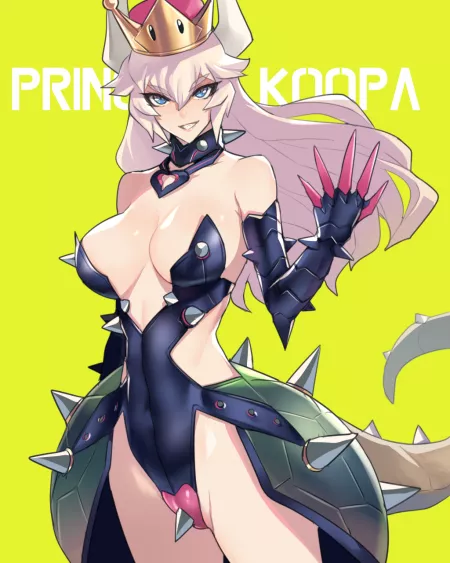 Bowsette with her hair down by Fun-Size-3560