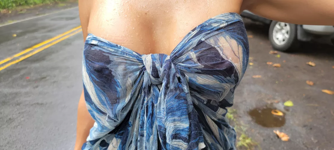 Braless and caught in the rain by SecretHW2