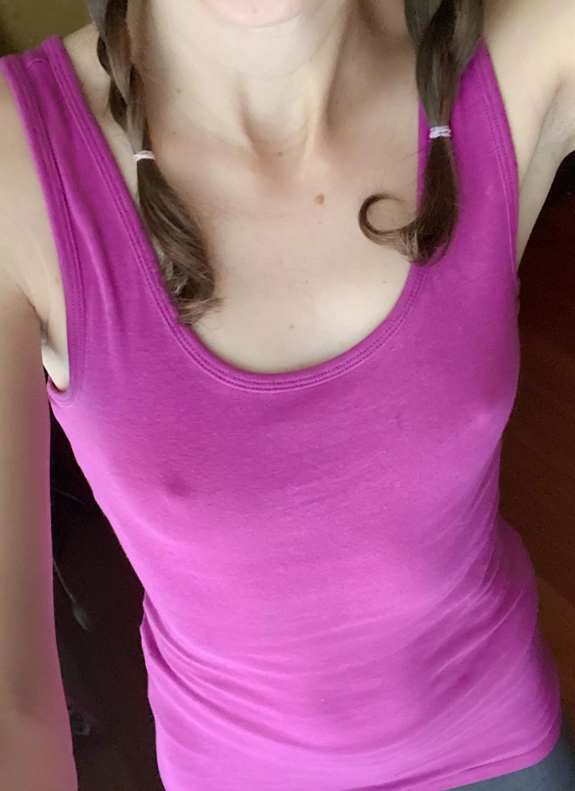 Braless in pink, what do you think? 💗 posted by petiteboredhousewife