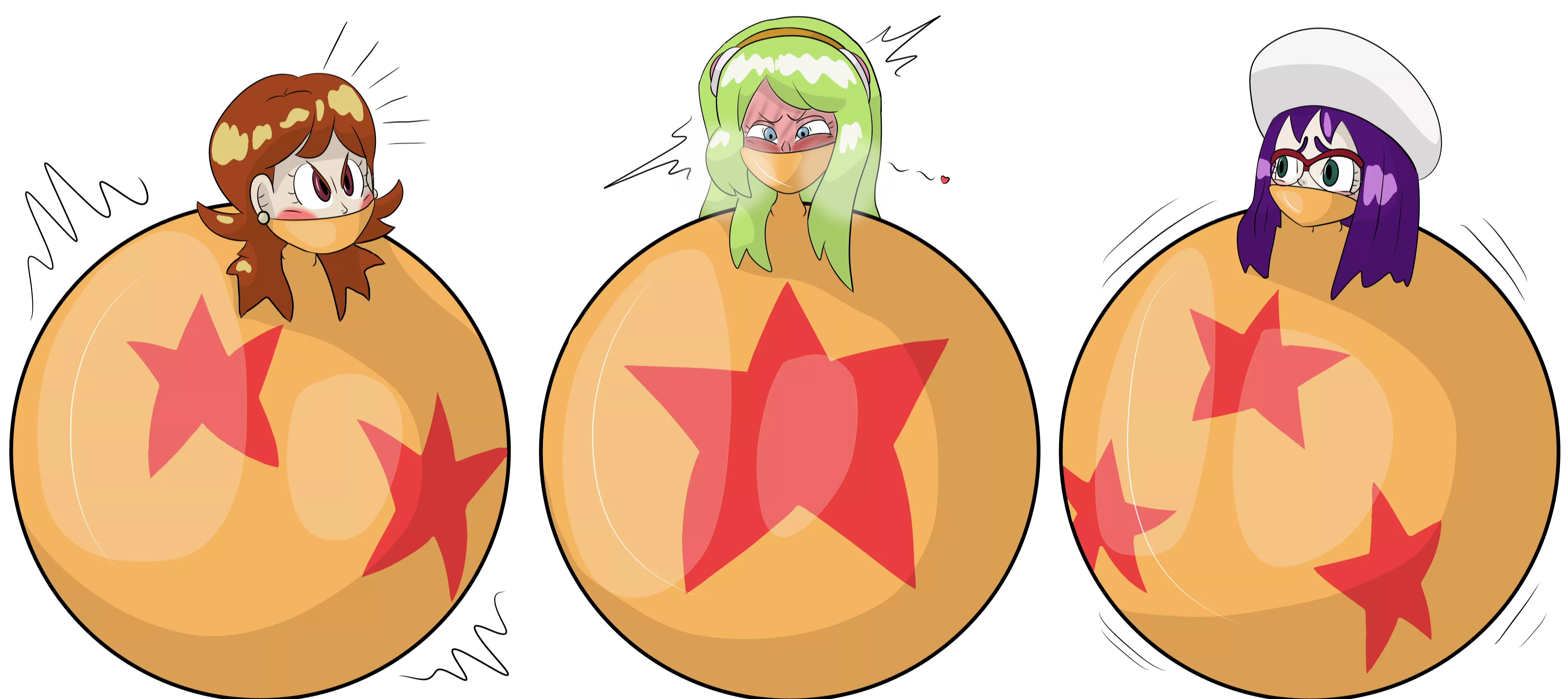 Brianne, Sanka and Su ball bound in giant rubber dragon balls! They're sooo cute and sexy while balled up like this!🥰 Source in the comments! posted by Gagking1357
