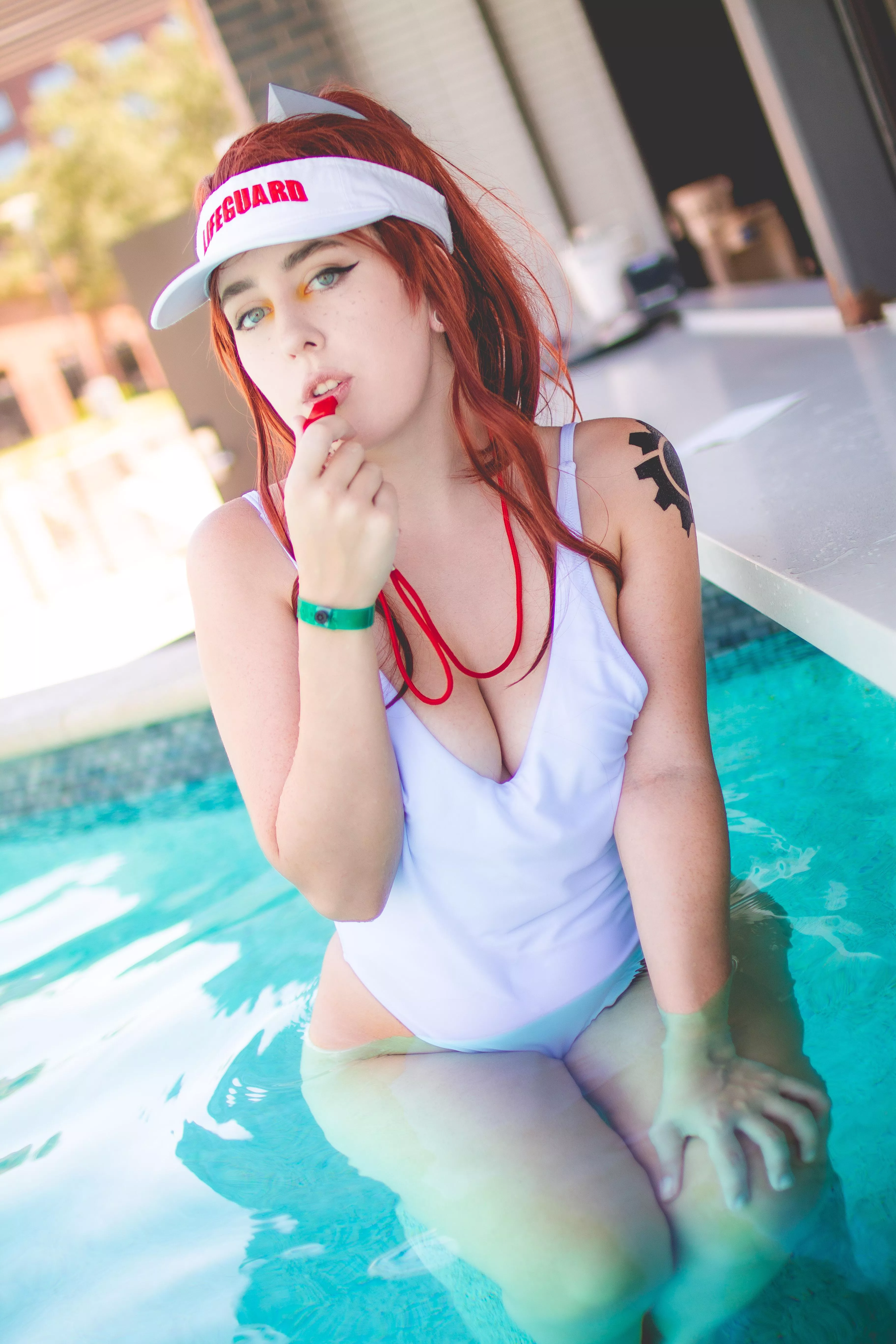 Brigitte is ready to give mouth to mouth if needed. Lifeguard Brigitte cosplay by wowMalPal posted by TheCoswatcher