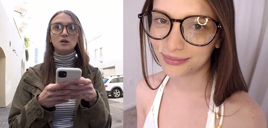 Brunette gets a facial all over her glasses by FirmerDifference