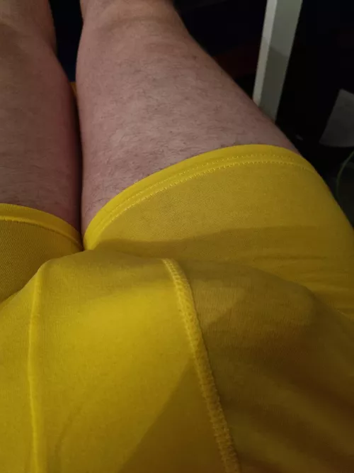 Bulging through my new yellow underwear by Potato_Goblin_
