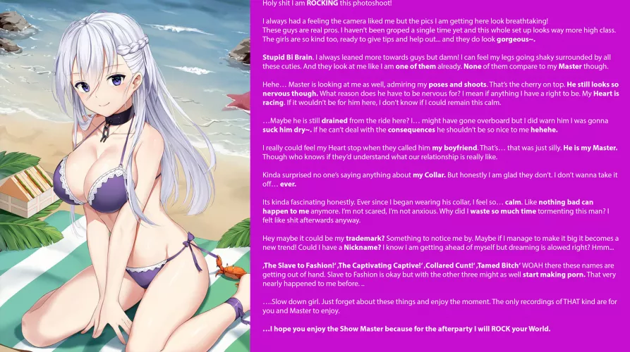 Bully to Maid - Beach Shoot [Part 6 of ?] [Bikini] [Collar] [Modelling] [Femsub] [Implied Bisexual] [wholesome] by Kinkybaddragon