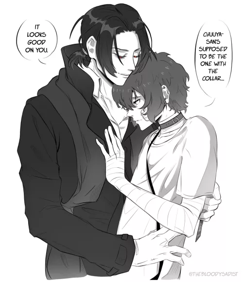 [Bungo Stray Dogs] for the final day of the Bottom Dazai Week(end) event, here’s a little Mori x Dazai for the prompt “collar” by The-Winged-Writer
