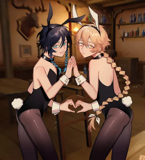 Bunny Aether and Venti by OutofContext1138