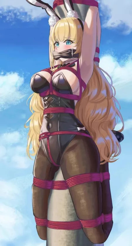 Bunny girl bound to a pole by h3ntaicunt