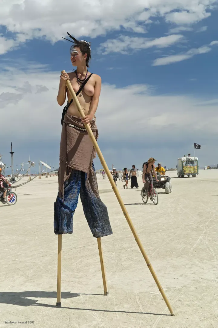 Burner on stilts | Burning Man festival | August 2007 posted by surpantsalot