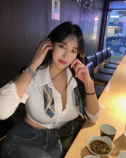 Bursting out of her shirt by Majestic_Painter8660