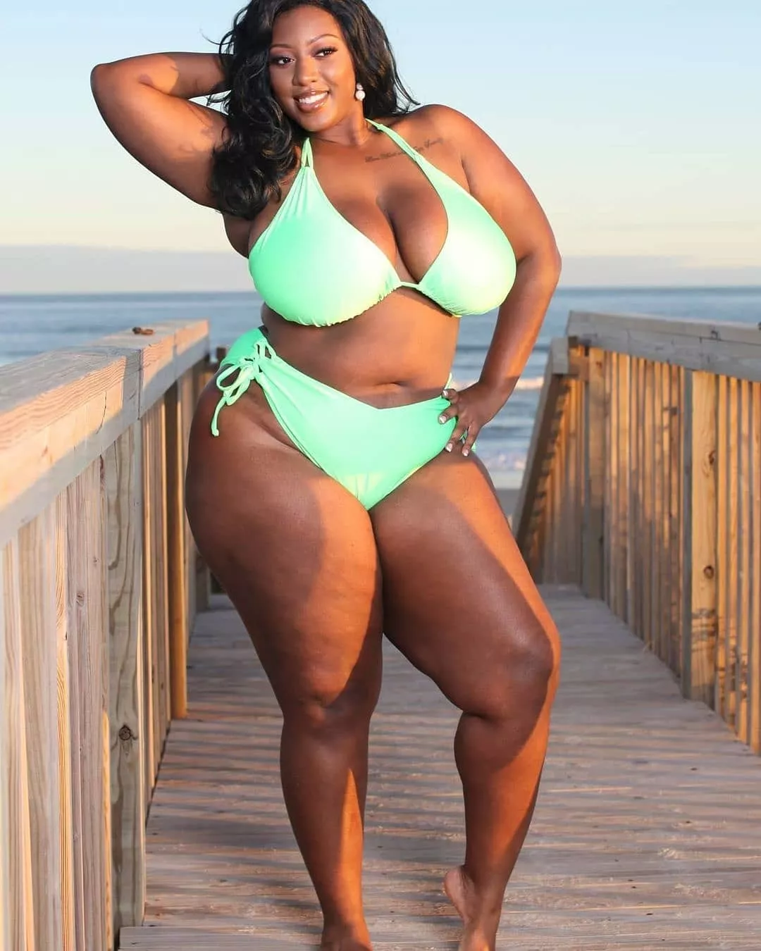 Busty BBW in pretty green bikini posted by Udderluvr2020