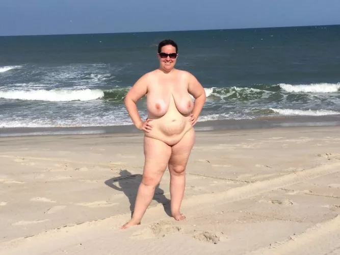 Busty nudist posing on the beach (1 more in comments) by Udderluvr2020