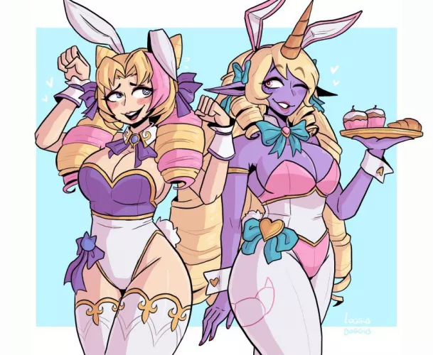 Cafe Cuties Bunnies Soraka and Gwen by (Loggus_doggus) by Konradleijon