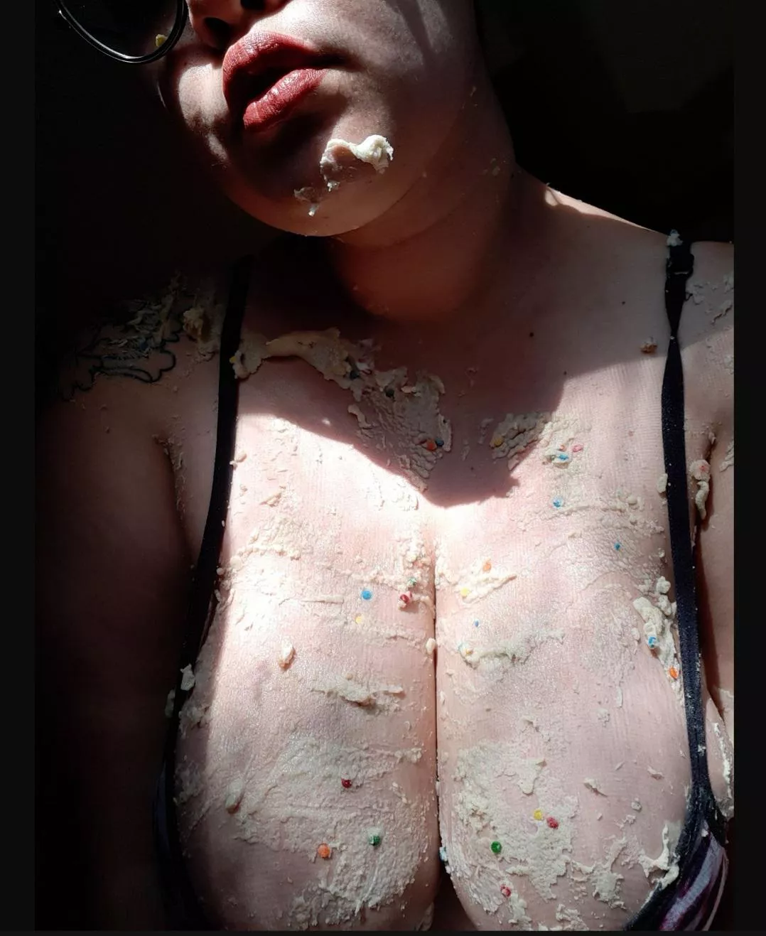 Cake tastes so much better once it's all over me 💖😊🍰🎂 posted by hairyfaery007