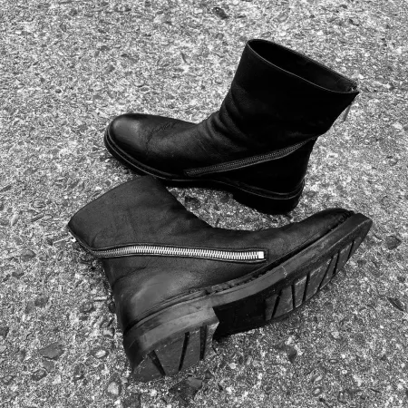 Can anyone help me with the name of this style of boot? Something without laces, rounded toe, zipper is completely optional. by SkinnedHorse