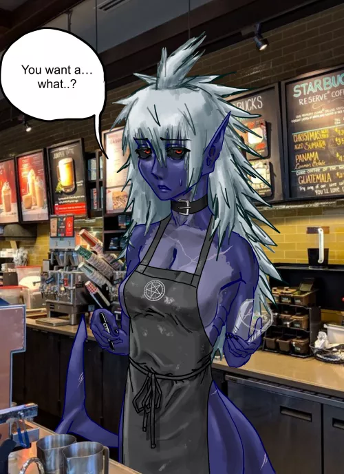 Can I get uhhhh 1 blahaj milk i mean breast milk I MEAN- [F] (OC) by SharkMilkie