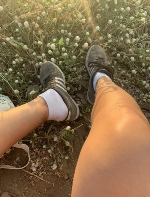 Can you see the sweat on my knee from the hike? Imagine how sweaty my feet in those socks are 🤩 🧦 by librabutterfly