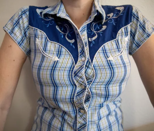 Can’t believe I used to fit in this. I can barely button it over my tits now! [OC] by DDoreen34