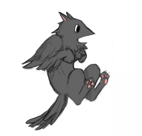Cat crow hybrid sketch by SemiokF